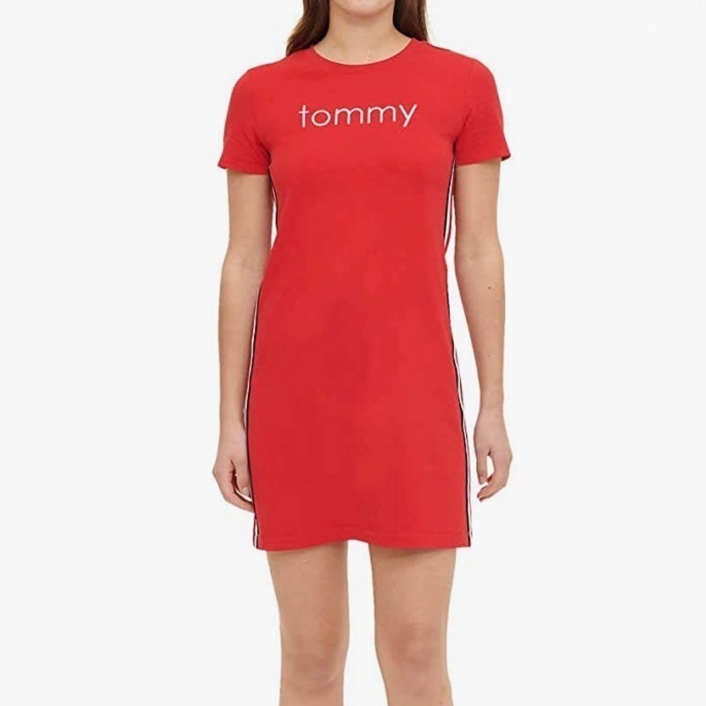 Tommy Hilfiger Short Sleeve Tee Shirt Dress in Red Size Small